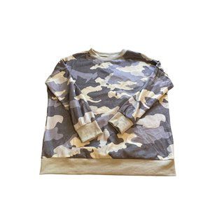 Womens Camouflage Print Pullover Casual Long Sleeve Crewneck Loose Sweatshirt